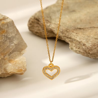 1 Piece Daily Heart Stainless Steel   Gold Color  Women's Pendant Necklaces h5 Picture4
