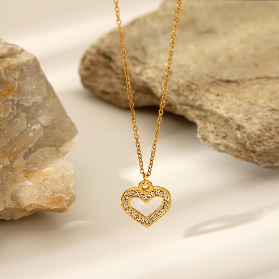 1 Piece Daily Heart Stainless Steel   Gold Color  Women's Pendant Necklaces Picture4