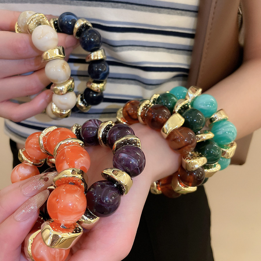 Pulsera de cuentas acrílicas de color degradado con cuentas retro de 1 pieza Imagen3