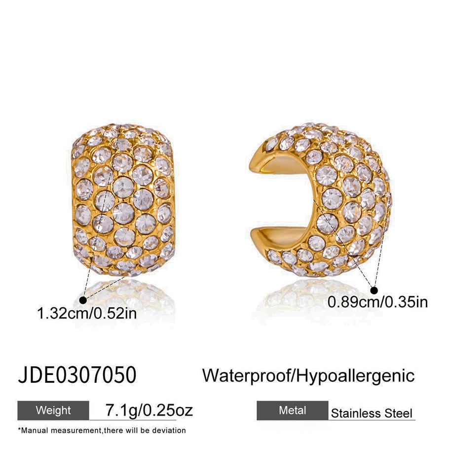 1 pieza versátil de acero inoxidable color dorado con circonitas para mujer h5Imagen2