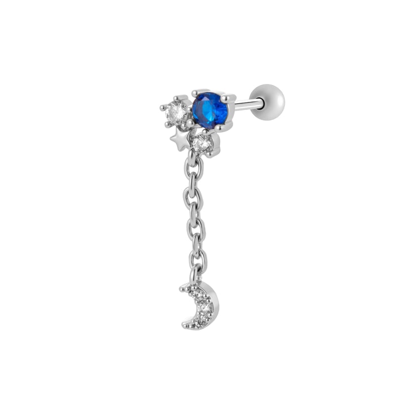 1 stuk kwast maan koper goud kleur zirkoon piercing oorbel