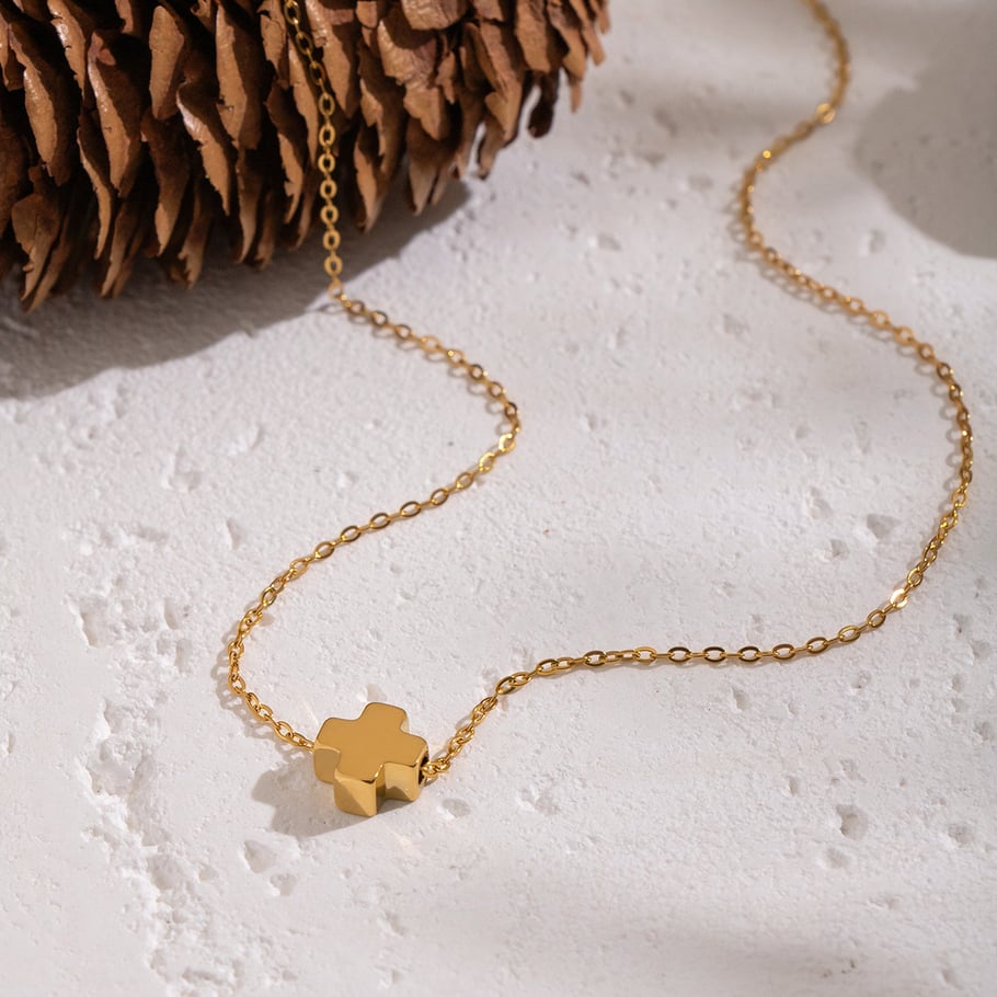 Collana con ciondolo a forma di cuore e stella in acciaio inossidabile color oro, 1 pezzo Immagine4