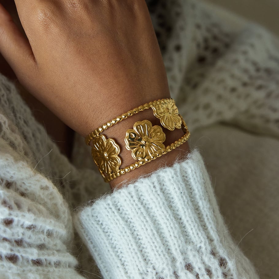 1 pulsera de acero inoxidable color dorado con diseño de paloma brillante para mujer Imagen3