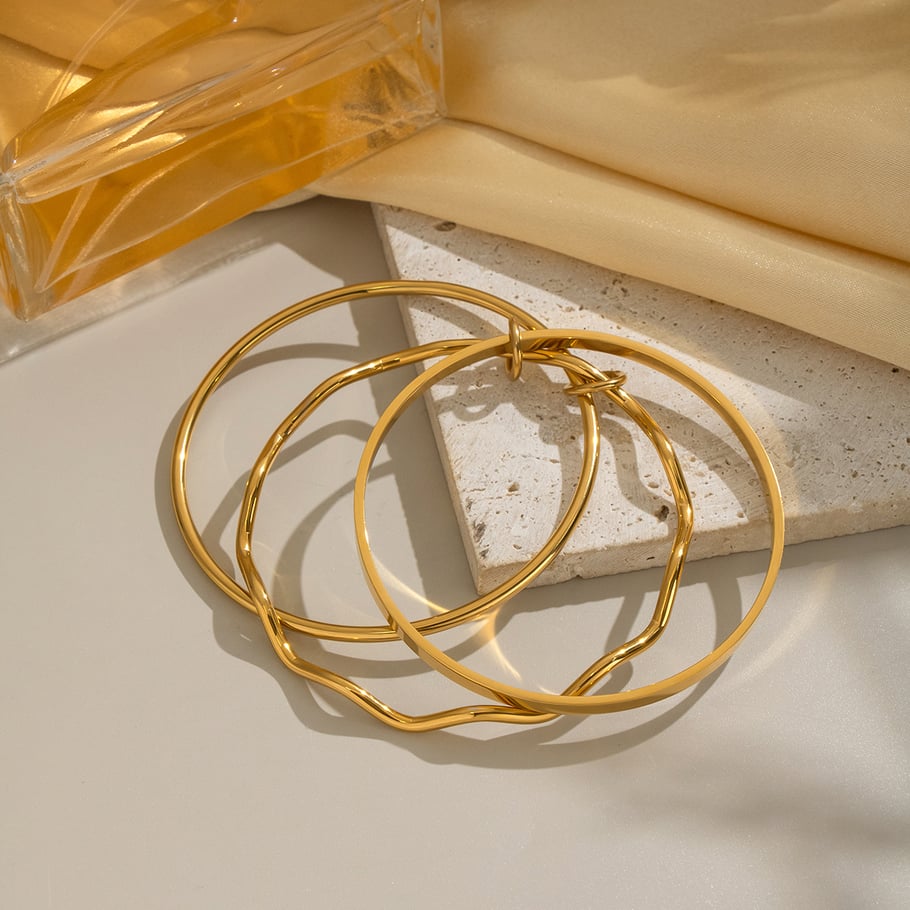 Circle Stainless Steel Gold Color Bangles Picture2