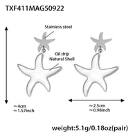 TXF411-Steel Starfish Earrings Picture2