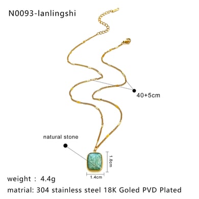 1 Piece Natural Stone Stainless Steel Pendant Necklace h5 Picture2