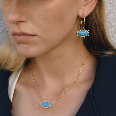 Classic Devil's Eye Calaite Stainless Steel Gold Color Women's Jewelry Sets h5 Picture3