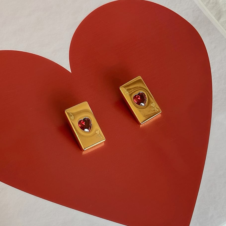 Romantic Heart Poker Stainless Steel Gold Color Women's Jewelry Sets Picture3