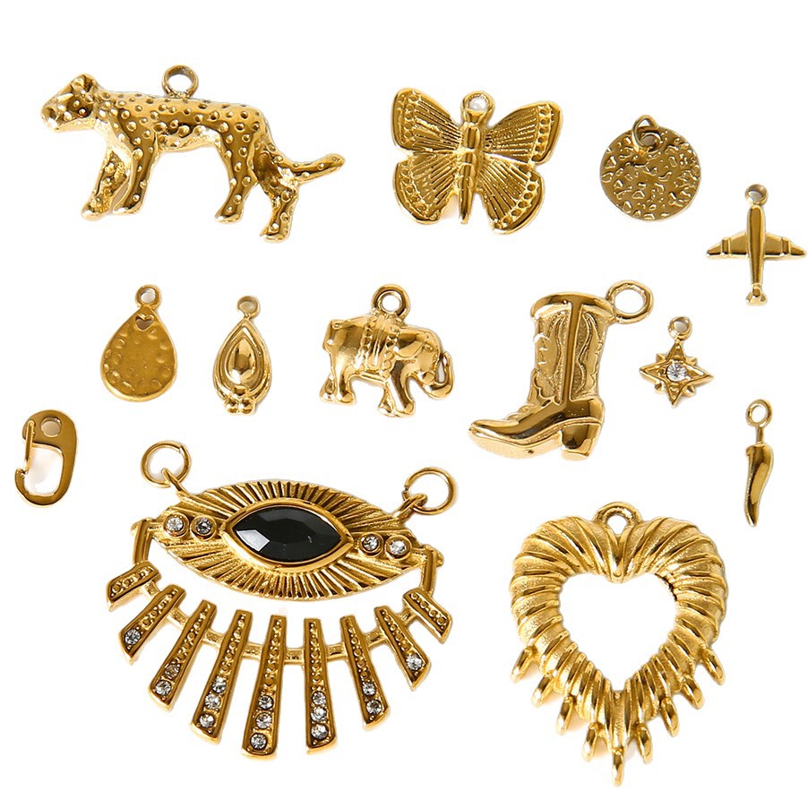 1 Piece Retro Devil's Eye Heart Animal Stainless Steel  Gold Color Women's Pendants Picture5