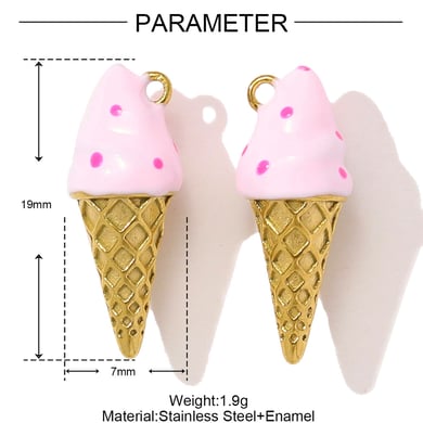 Pendentif pour femme en acier inoxydable couleur or, 1 pièce, motif sucré h5 Image2