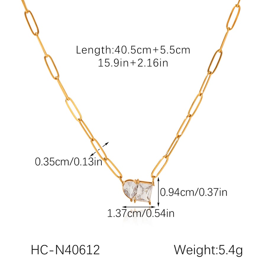 1 Piece Luxurious Irregular Shape Stainless Steel Zircon Women's Pendant Necklaces h5Picture2