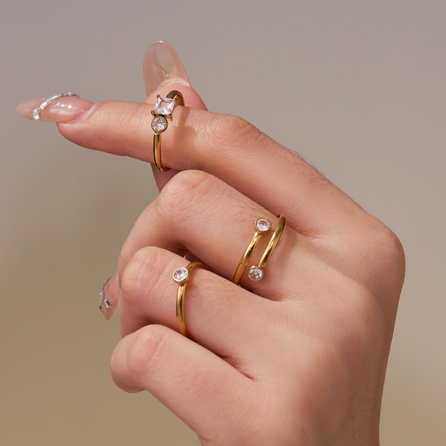 1 Piece Minimalist Circle Stainless Steel Gold Color Zircon Minimalist Rings Picture5