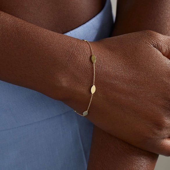 Bracelet chaîne minimaliste en acier inoxydable doré pour femme, 1 pièce, forme de feuille 2
