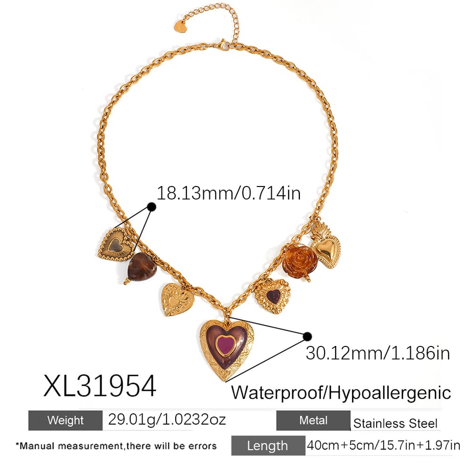 1 Piece Romantic DIY Flower Heart Stainless Steel Women's Pendant Necklaces
