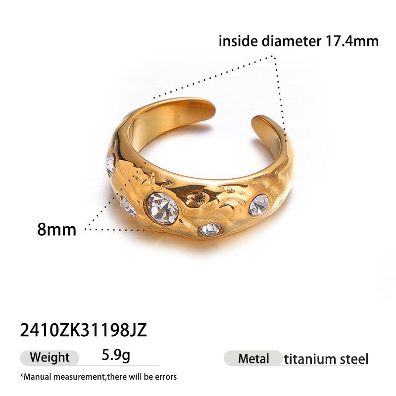 Anillo llamativo de acero inoxidable en color dorado con forma de estrella de 1 pieza 