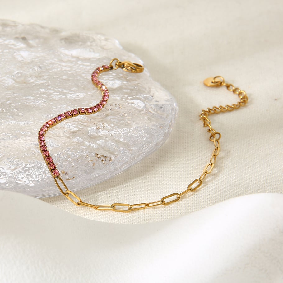 1 stuk luxe rechthoekige roestvrijstalen armband met zirkonia voor dames Afbeelding3
