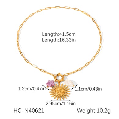 1 Piece Sun Stainless Steel Gold Color Pendant Necklace h5 Picture2