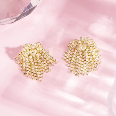1 Pair Festive Series Flower Tassel Copper Stud Earrings h5 Picture4