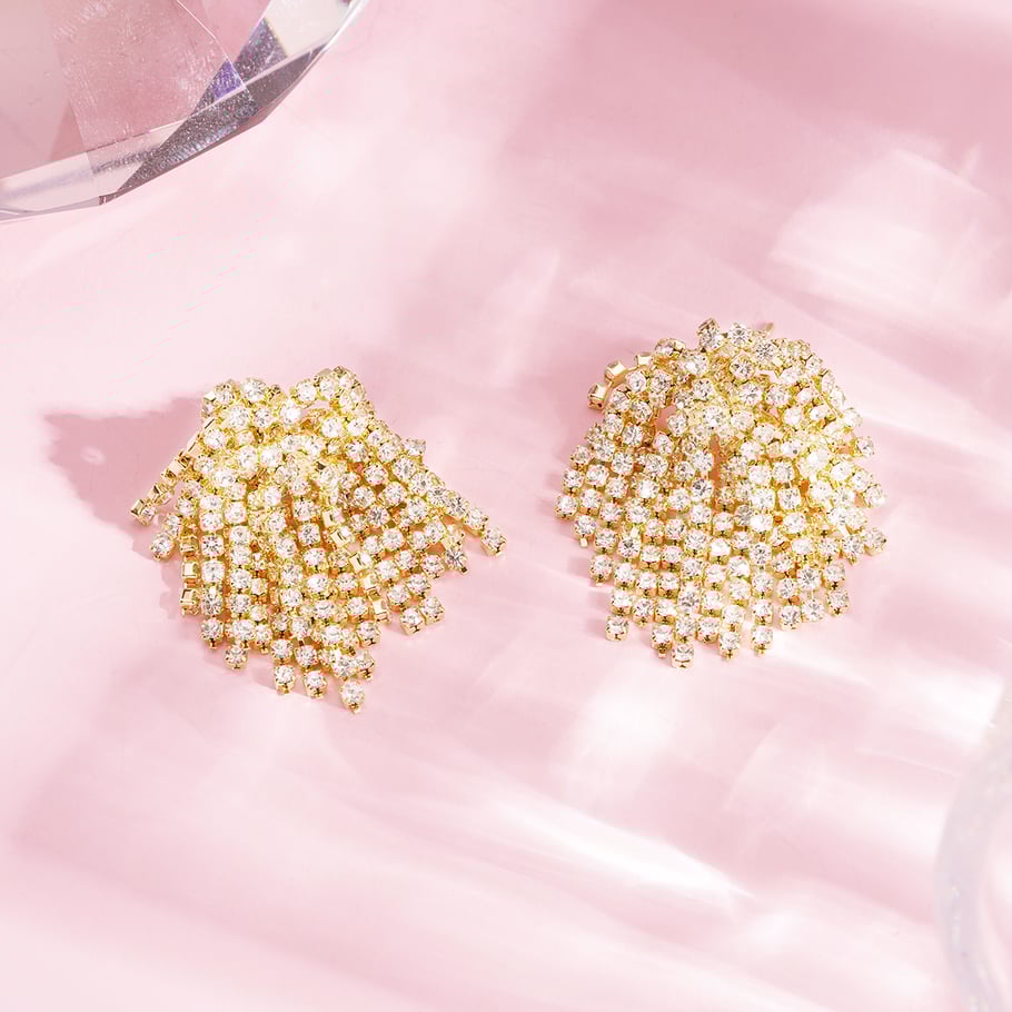 1 Pair Festive Series Flower Tassel Copper Stud Earrings h5Picture4