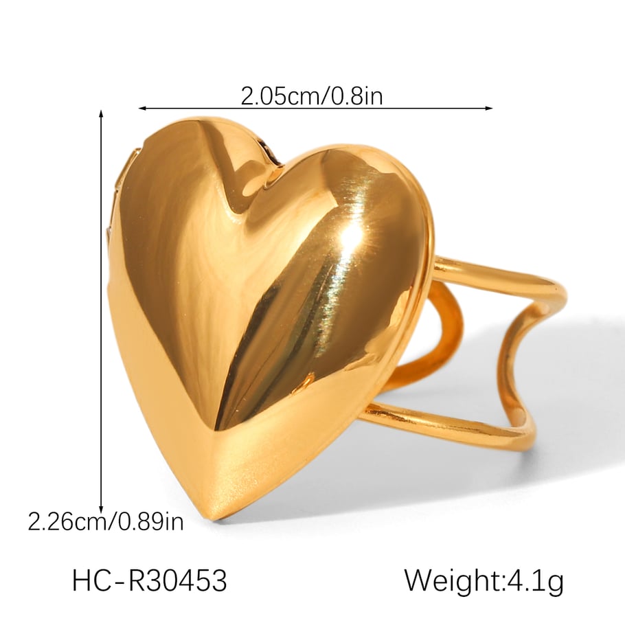 1 Stück Simple Series Daily Heart Statement-Ringe aus Edelstahl in Goldfarbe Bild2