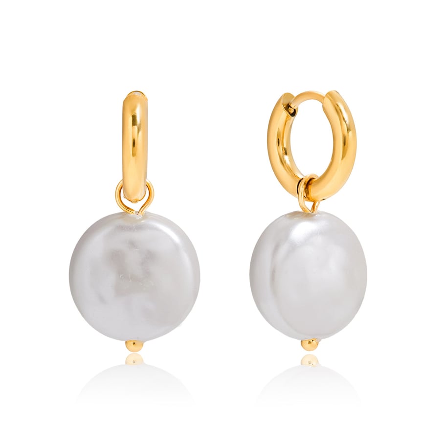1 Pair Gorgeous Beads Stainless Steel Gold Color Women's Drop Earrings 