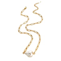 Gold baroque pearl necklace 