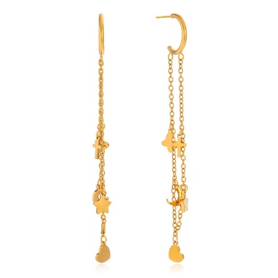 1 paio di orecchini pendenti da donna in acciaio inossidabile color oro con cuore della serie Romantic h5 