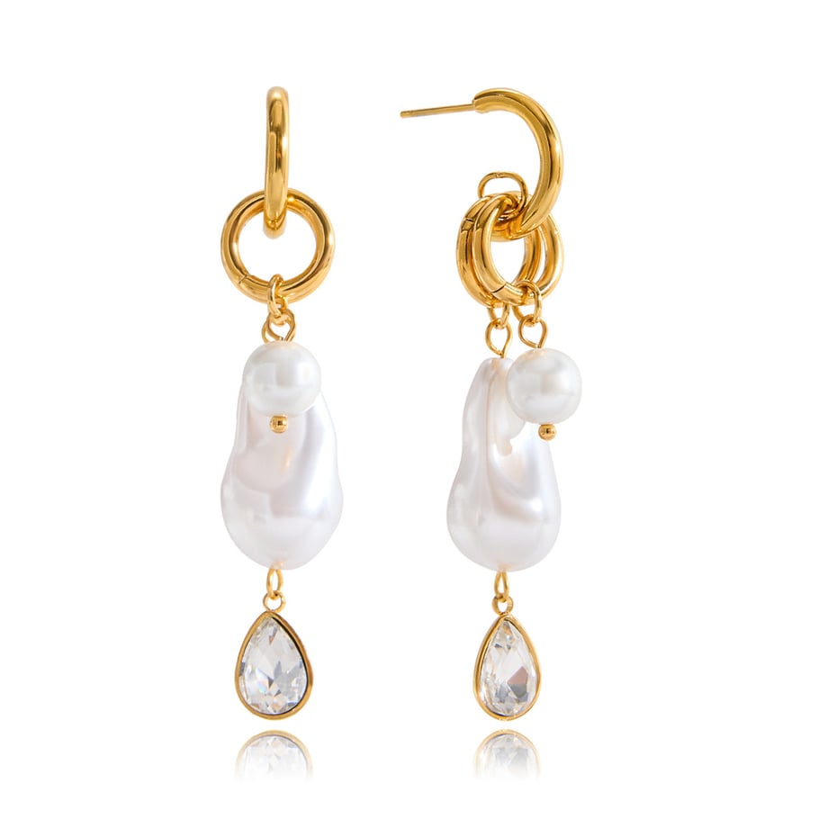 1 paio di splendidi orecchini pendenti da donna in acciaio inossidabile color oro con forma irregolare a goccia 