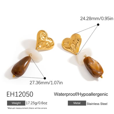 1 Pair Retro Heart Resin Drop Earrings h5 