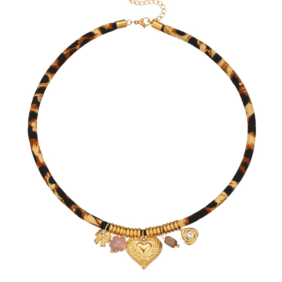 1 Piece Luxurious Flower Heart Sun Leopard Print Stainless Steel  Women's Pendant Necklaces Picture5