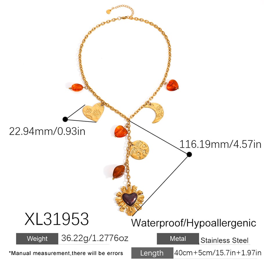 1 Piece Ethnic  Daily Heart Circle Stainless Steel Women's Pendant Necklaces 