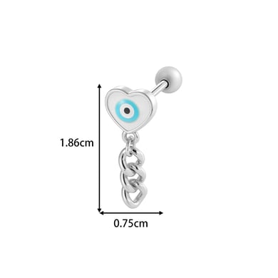 1 Piece Heart Copper Gold Color  Zircon Piercing Earring h5 Picture2