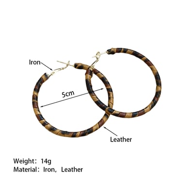 1 Pair Retro Leopard Pattern Iron Hoop Earrings h5 Picture2