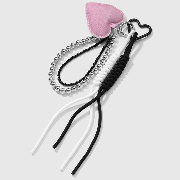 1 Stück Stoffherz-Taschenanhänger mit Perlen