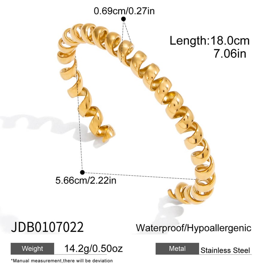 Braccialetti a polsino da donna in acciaio inossidabile color oro, 1 pezzo h5Immagine2
