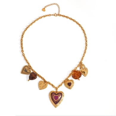 1 Piece Romantic  DIY Flower Heart Stainless Steel Women's Pendant Necklaces h5 Picture5