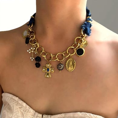 1 Piece Cross Gold Color Acrylic Pendant Necklace h5 Picture3