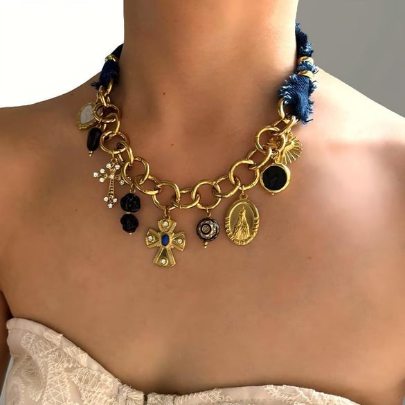 1 Piece Cross Gold Color Acrylic Pendant Necklace