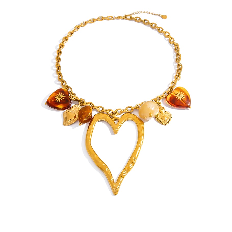 1 Piece  Sweet Irregular Shape Heart Stainless Steel  Women's Pendant Necklaces 
