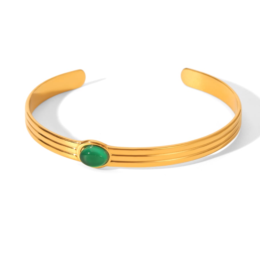 1 stuk retro roestvrijstalen armband met gouden natuursteen