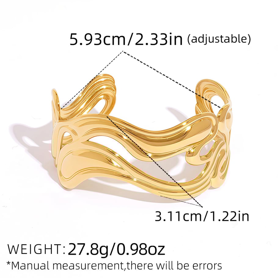 Braccialetti da donna in acciaio inossidabile color oro, semplici e retrò, 1 pezzo Immagine2