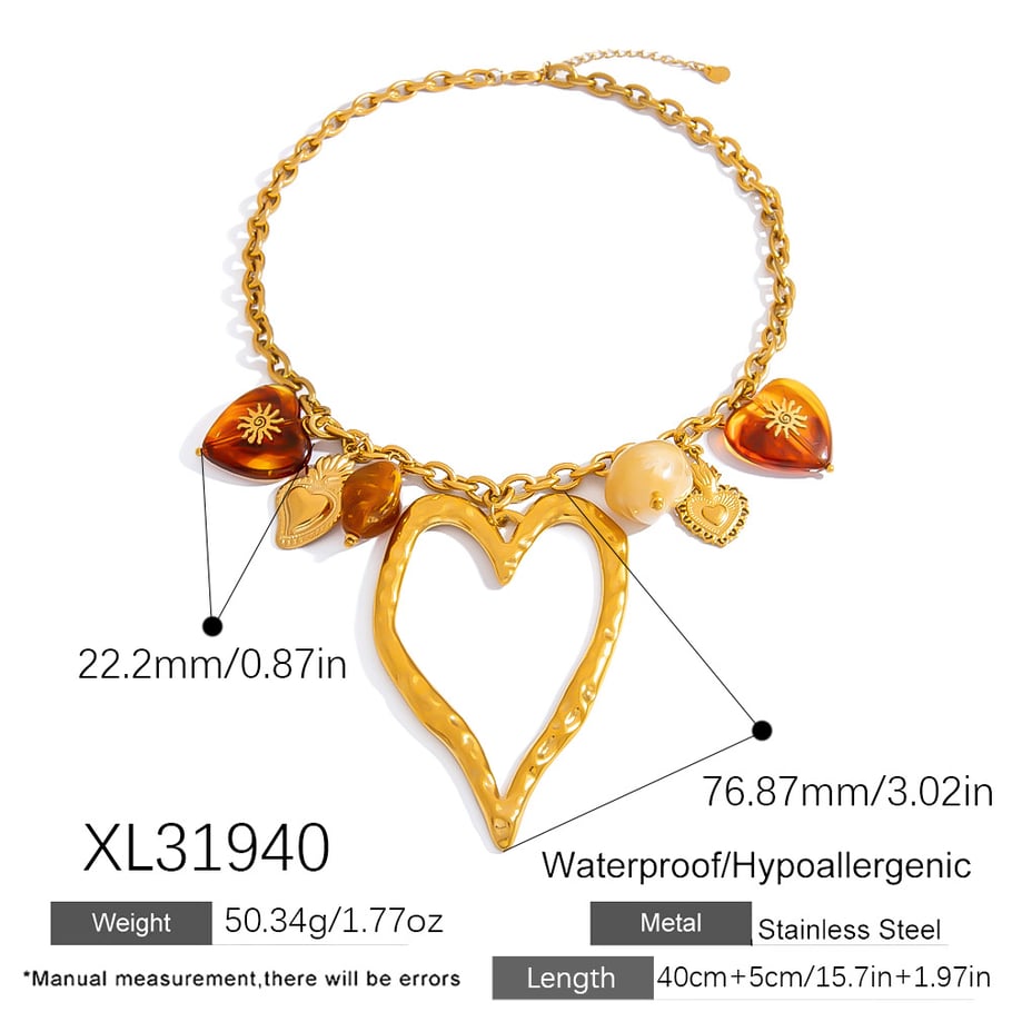 1 Piece  Sweet Irregular Shape Heart Stainless Steel  Women's Pendant Necklaces Picture2