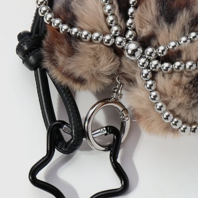 1 Piece Leopard Print Plush Heart Bag Charm h5 Picture5