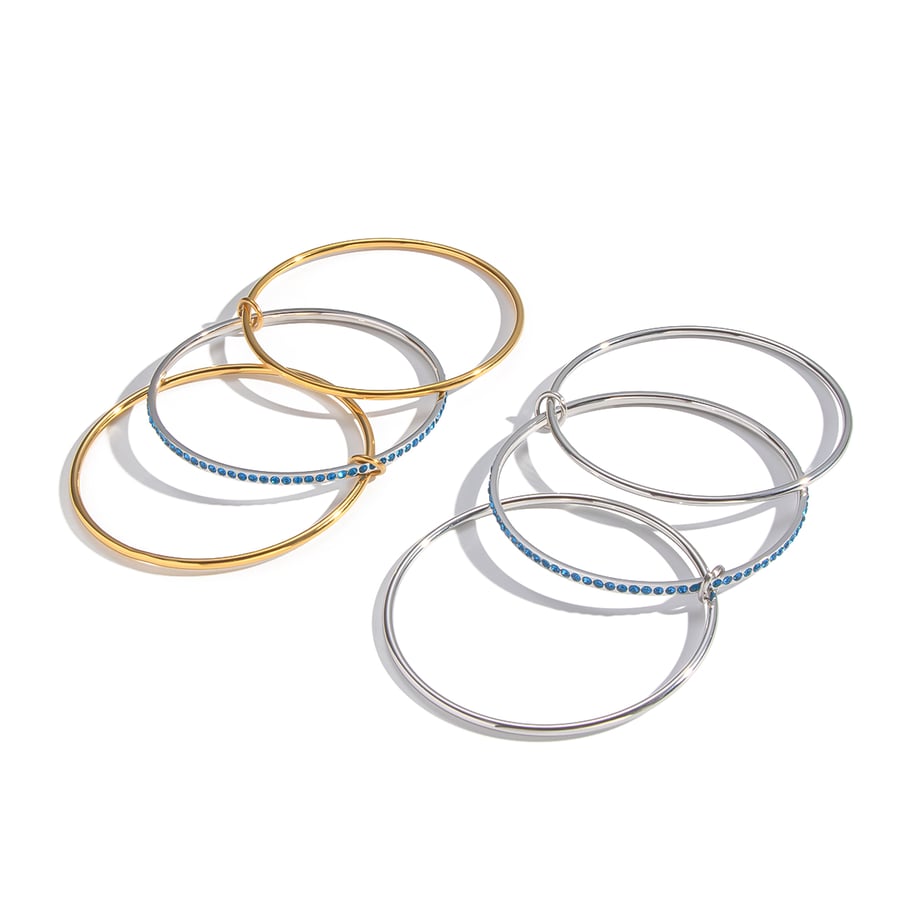 Braccialetti Hip-Pop Circle in acciaio inossidabile color oro, 1 pezzo Immagine6