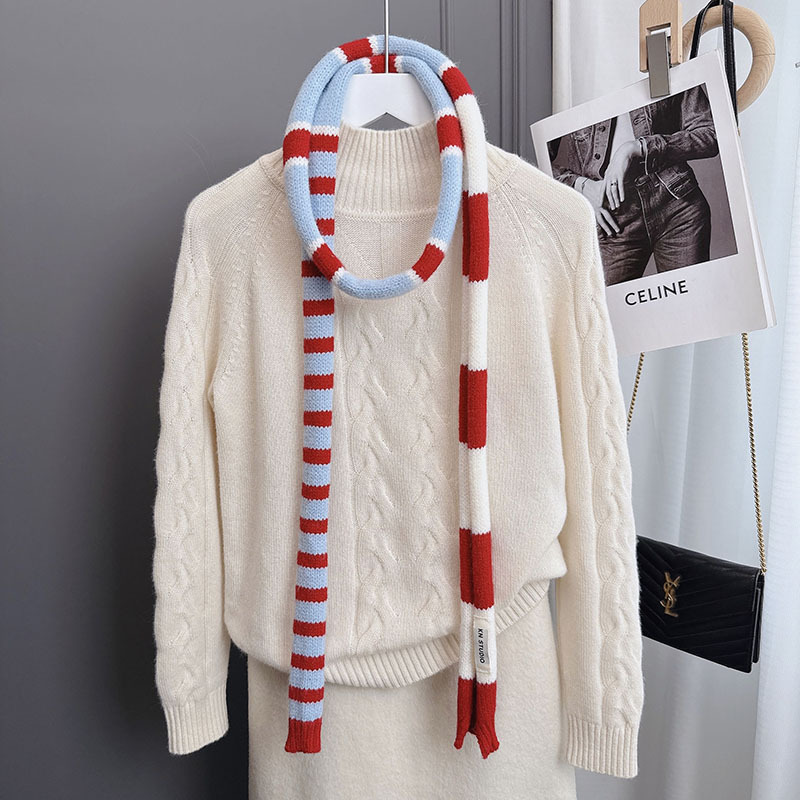 1 Stück gestreifter Strickschal mit Farbblockierung Bild4