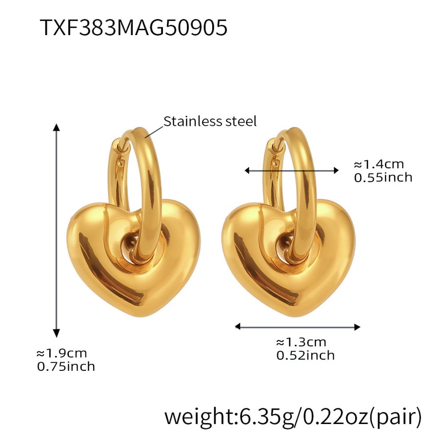 Minimalistische Herz gemischte Gold- und Silberfarben Edelstahl Damen Schmuck Sets