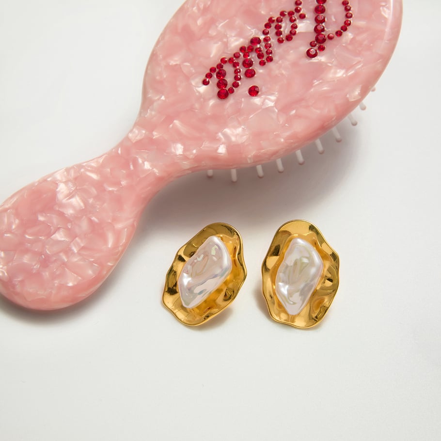 1 Paar elegante, unregelmäßig geformte Ohrstecker aus Edelstahl in Goldfarbe für Damen Bild7