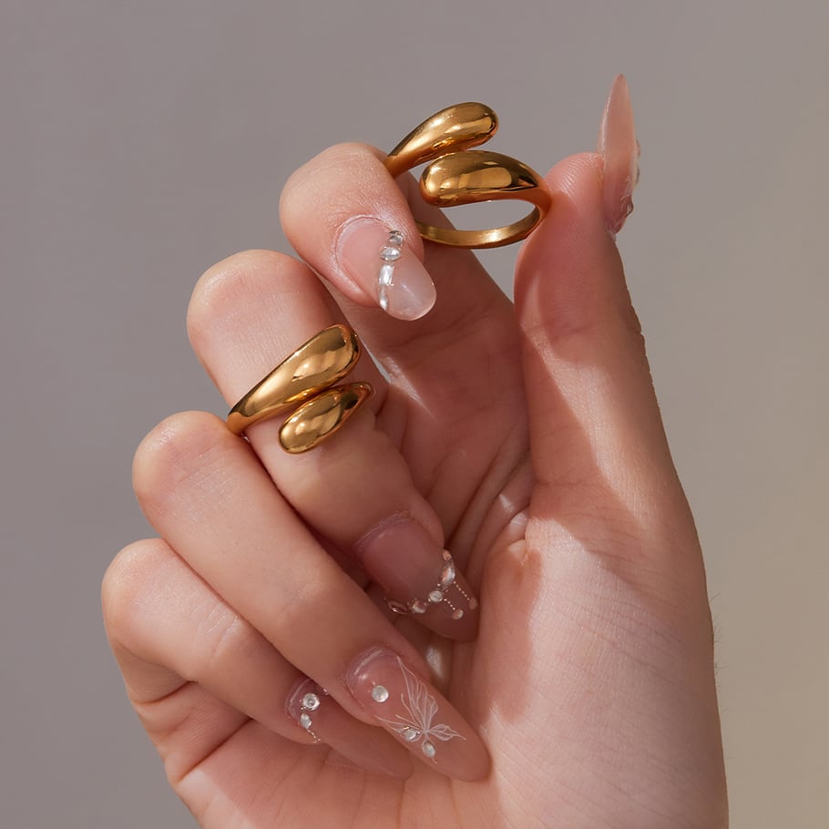 1 Piece Classic Irregular Shape Stainless Steel Gold Color Statement Rings Picture4
