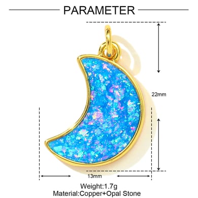 Pendentif romantique en acier inoxydable couleur or pour femme, 1 pièce, motif lune opale h5 Image2