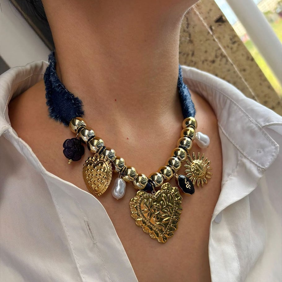 1 Piece Heart Gold Color Pendant Necklace Picture3